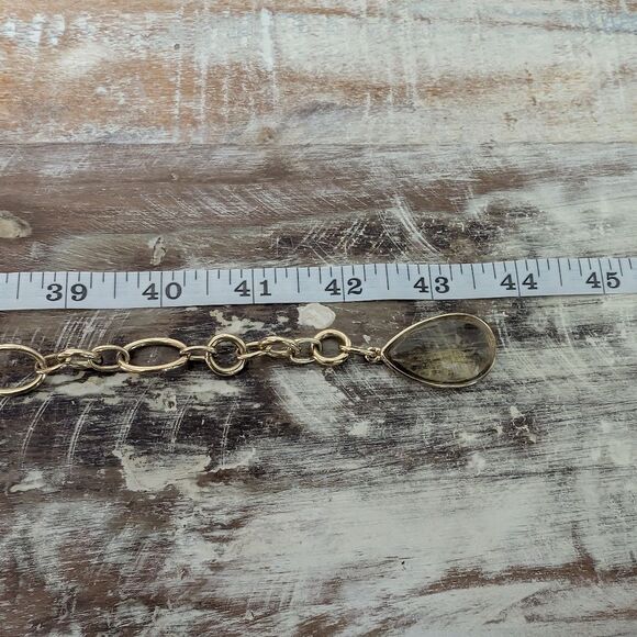 Monet Gold Chain Belt with Blue, Clear, Pale Yellow Crystal Accents, 44\